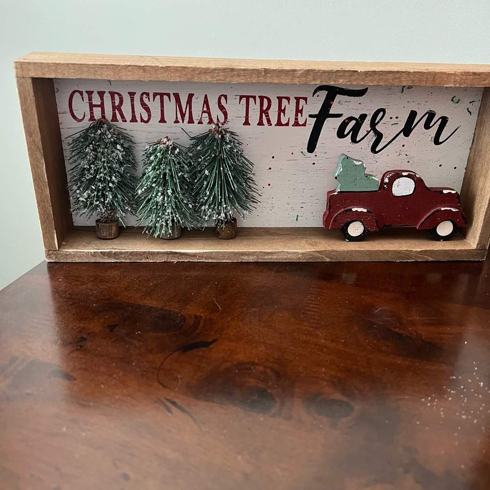 Christmas Tree Farm Holiday Decor with Red Truck